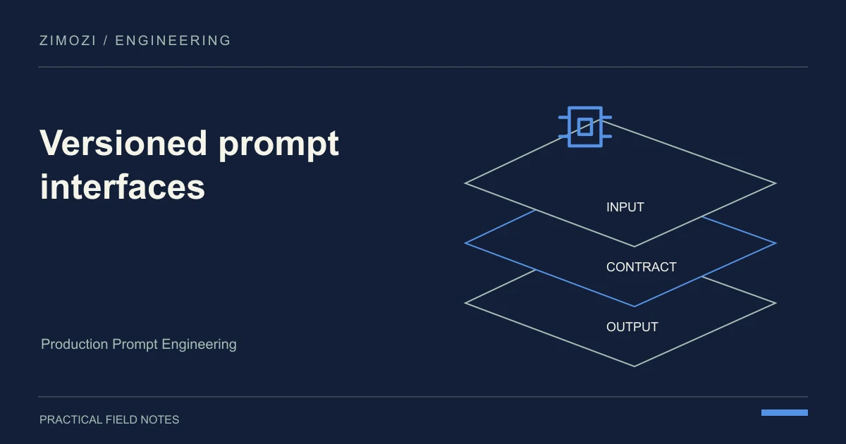 Versioned prompt interfaces: original engineering editorial illustration