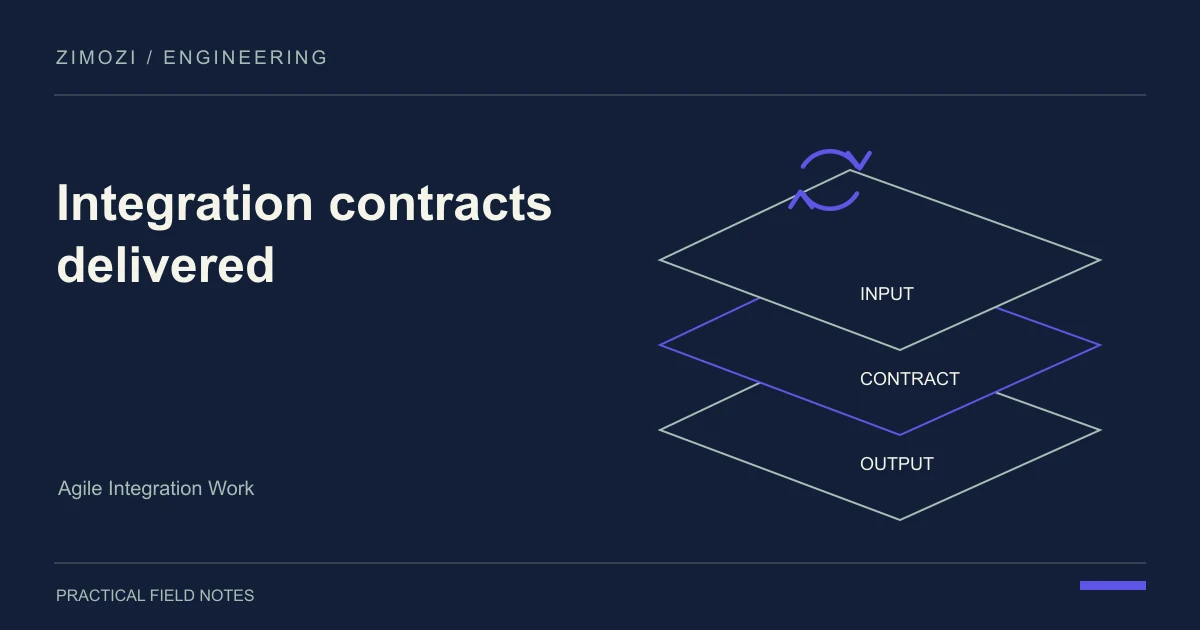 Integration contracts delivered: original engineering editorial illustration