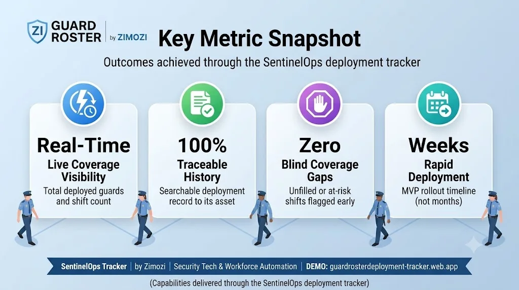 Sentinel Ops Guard Roster and Deployment Tracker Key Metrics Snapshot