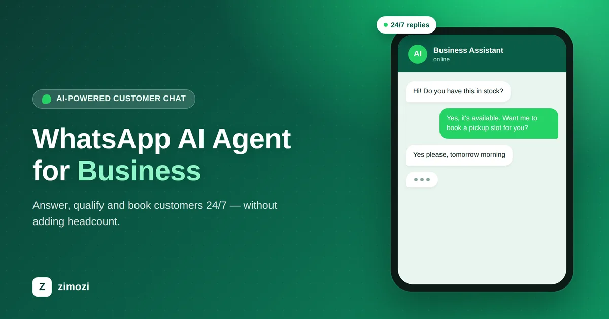 WhatsApp AI agent for business chat interface on a smartphone