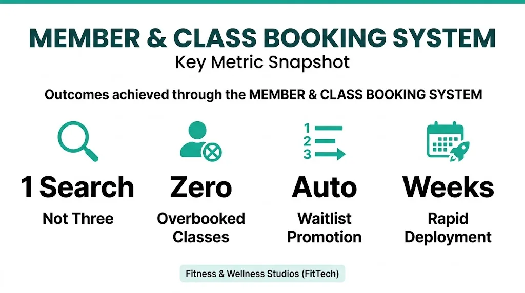 Member and Class Booking System key metrics snapshot